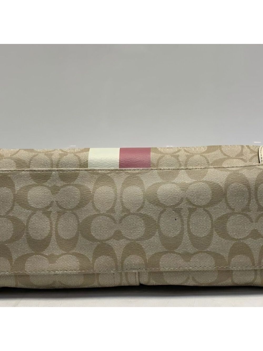 Coach Beige and Pink Signature Tote Bag - Picture 4 of 7